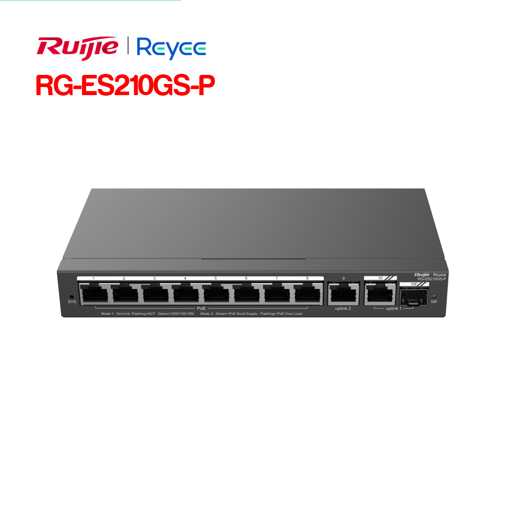 Layer 2 Smart Managed PoE Switch 10 Cổng RUIJIE REEYE RG-ES210GS-P